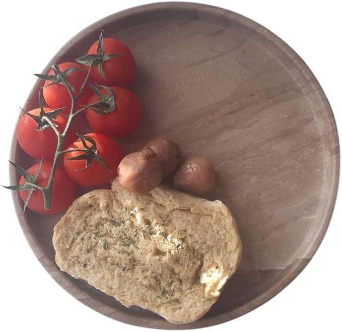 Round Dolomia Stone Plate Ø 20 cm H 2 cm – Elegant Decorative Tray for Home, Bathroom or Kitchen – Handmade Organizer | Kalu Creations