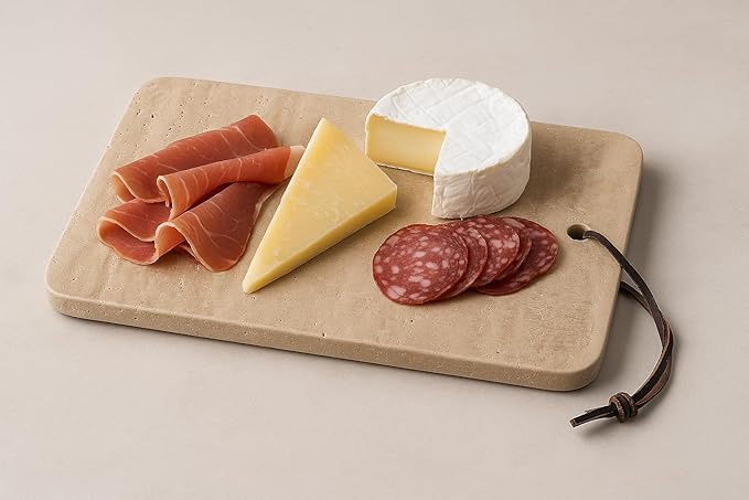 Travertine Cutting Board 30x20 cm – Natural Stone – Handmade in Italy – Rustic and Elegant – Ideal for Cheese, Appetizers or Sushi – KALU Creations