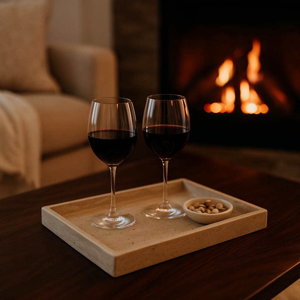 Tray in pietra travertino 30×20 con venature naturali