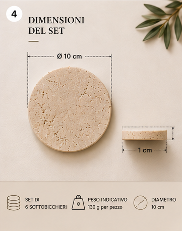 Set di 6: diametro 10 cm e spessore 1 cm
