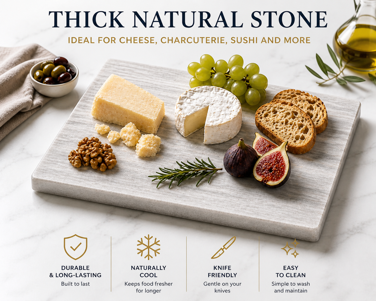 White marble serving board 40 × 30 × 2 cm