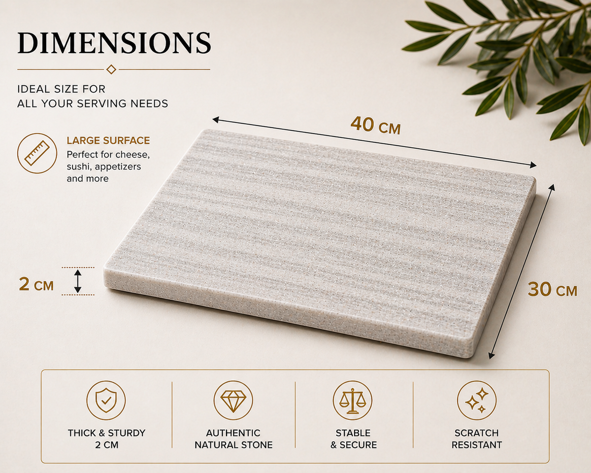White marble serving board 40 × 30 × 2 cm