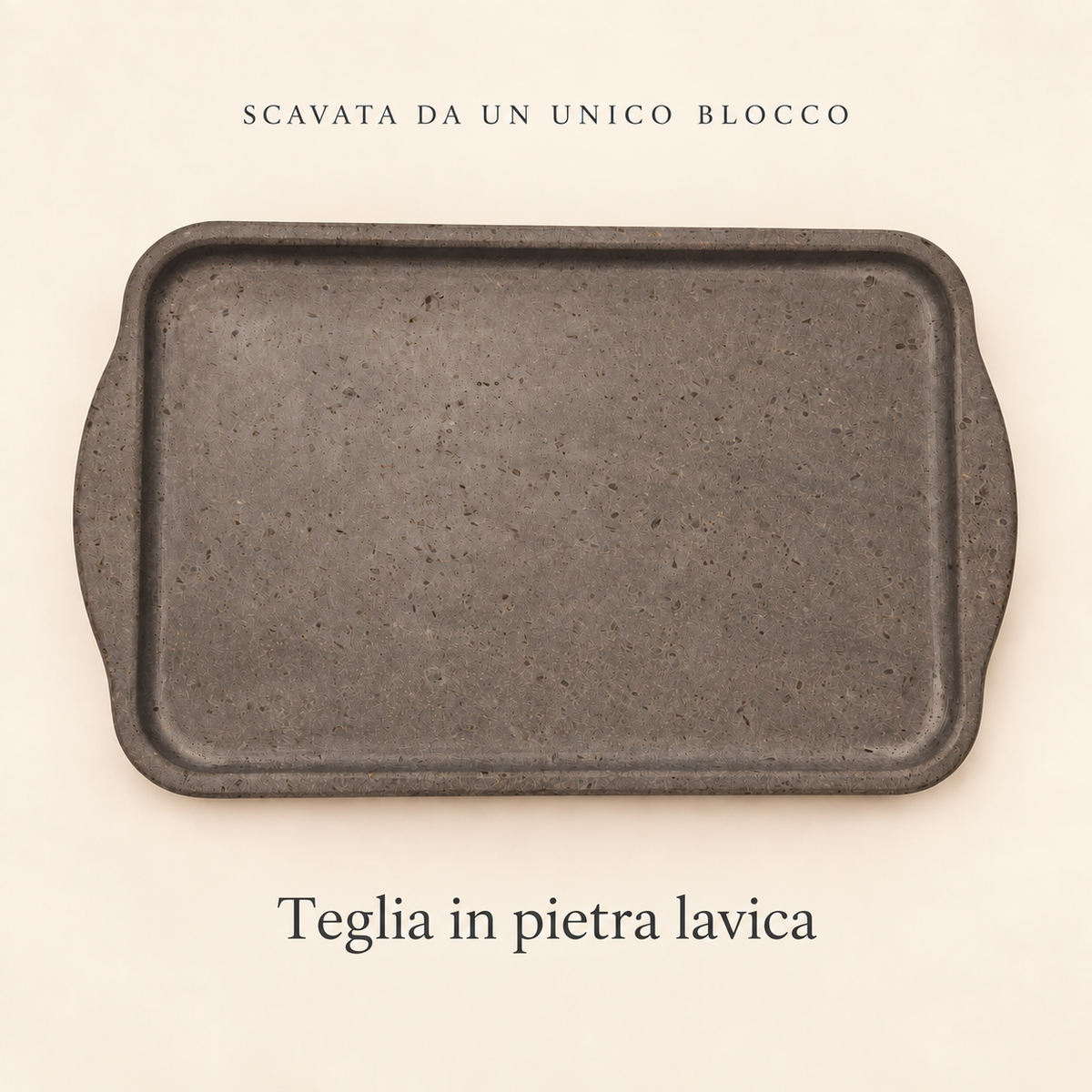 Teglia in Pietra Lavica Scavata con Manici Integrati – 40×24×3 cm