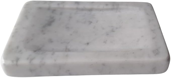 White Marble Soap Dish 13x8 cm – Handmade in Italy – Elegant Natural Stone Soap Holder for Modern and Refined Bathrooms | Kalu Creations