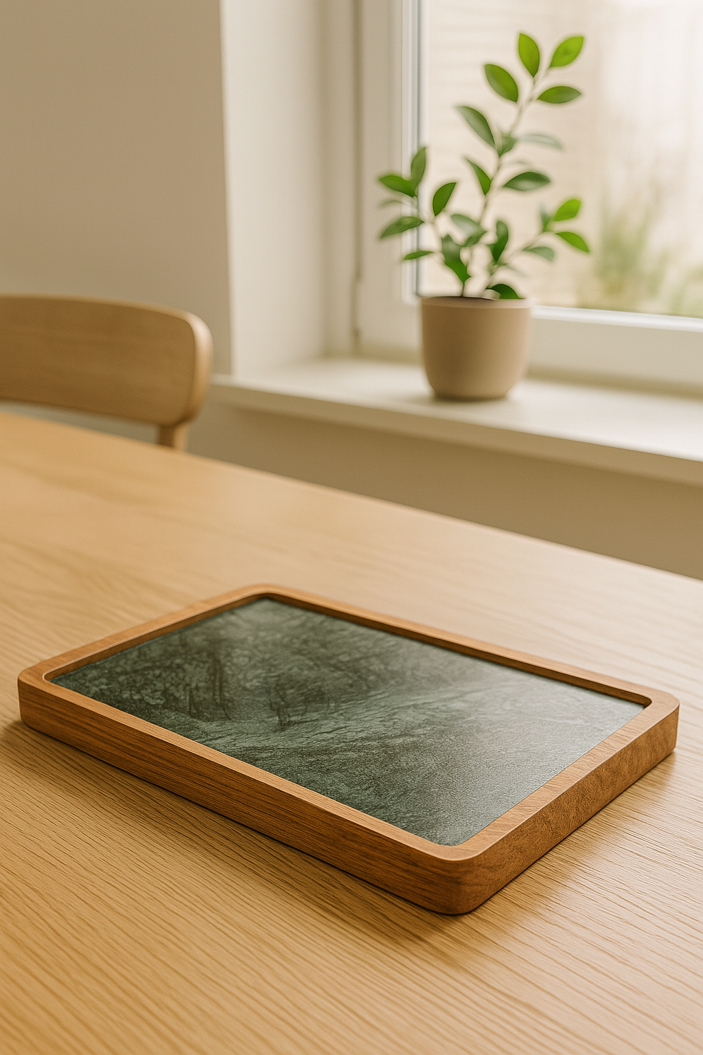 Elegant Serving Tray in Wood and Green Marble 30x20 cm | Ideal for Kitchen, Bathroom or Table Use – Handmade in Italy – Kalu Creations