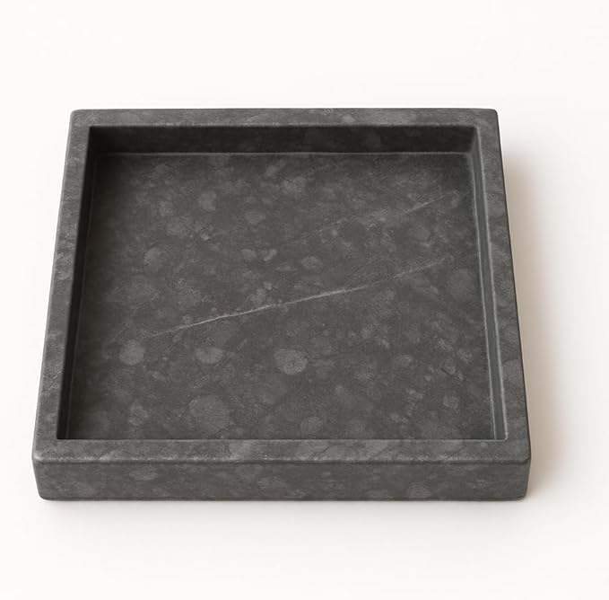 Rectangular Tray in Black Marble 25 cm – Elegant Organizer for Bathroom, Kitchen or Dining Table – Handmade in Italy – Kalu Creations

