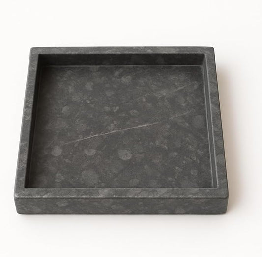 Rectangular Tray in Black Marble 25 cm – Elegant Organizer for Bathroom, Kitchen or Dining Table – Handmade in Italy – Kalu Creations

