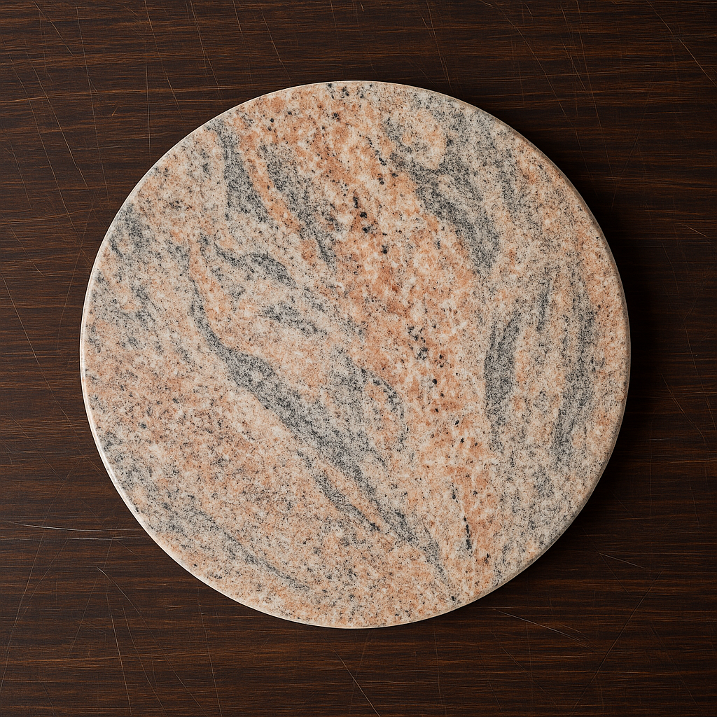 Natural multicolor granite round board, smooth polished stone finish