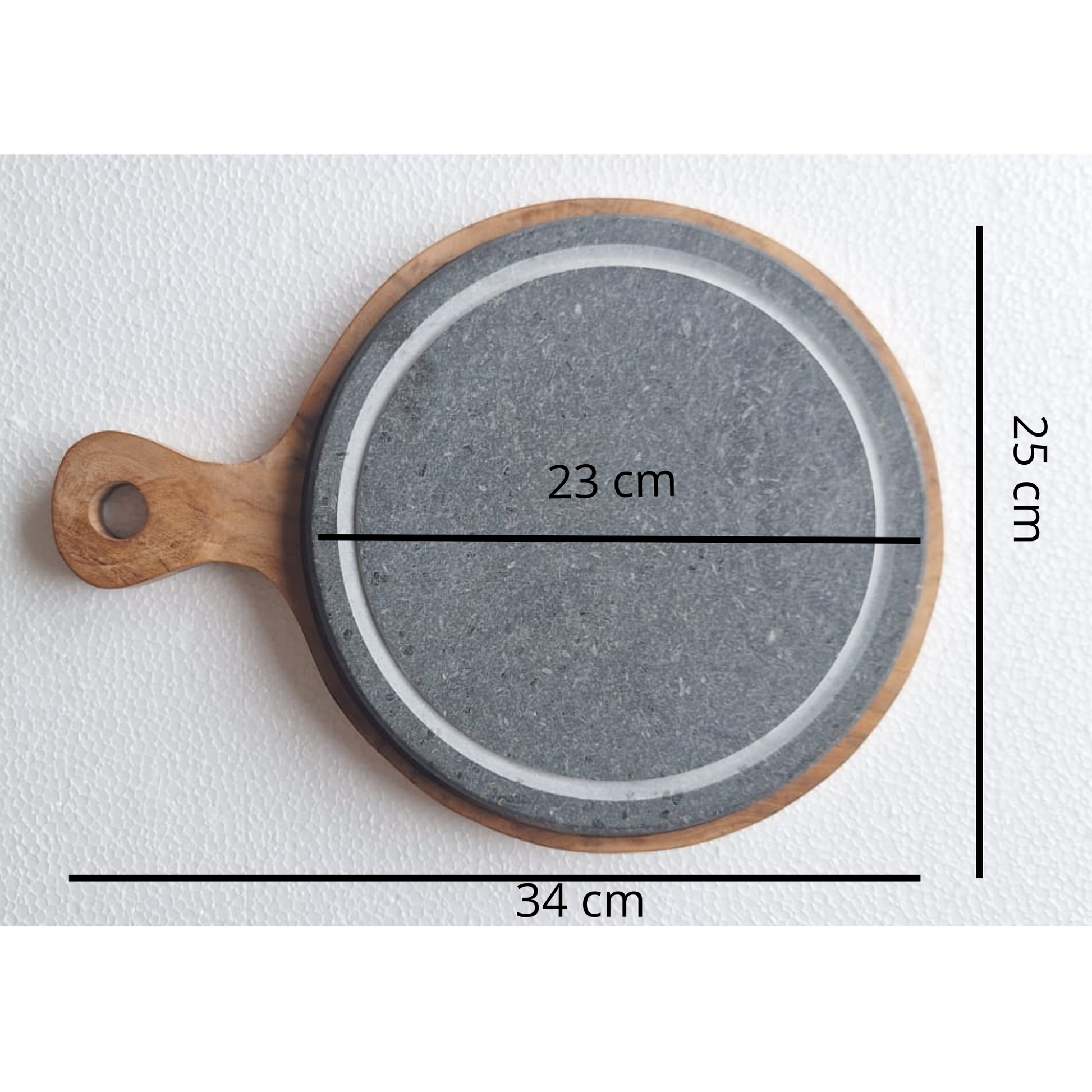 Piastra in pietra lavica artigianale con supporto in legno naturale Kalu Creations