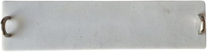 Slim Marble Cutting Board 38x9.5 cm – With Metal Ring Handles – Handmade in Italy – Elegant and Minimal – Ideal for Appetizers, Cheese or Sushi – KALU Creations