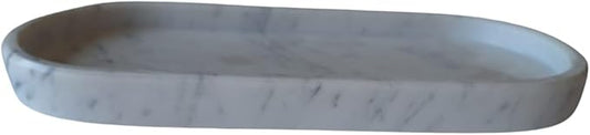 Little OVO – Elegant Oval Tray in White Marble 24.5x11 cm | Organizer for Bathroom, Jewelry or Perfume – Handmade in Italy by Kalu Creations