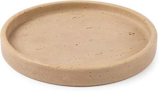 ROTONDI – Round Travertine Plate Ø 25 cm | Elegant Tray for Bathroom, Kitchen or Home Decor | Kalu Creations