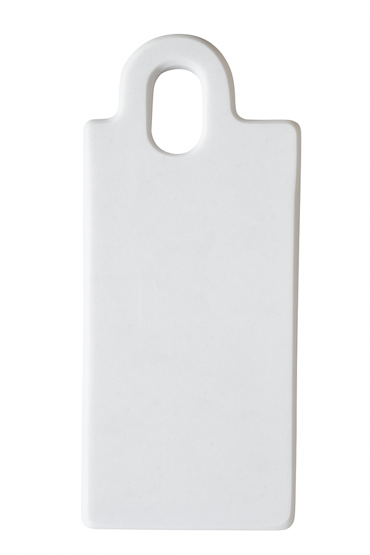Tagliere in marmo bianco 35,5x14 cm con manico artigianale Made in Italy
