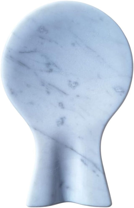 Bomboniera poggiamestolo in marmo bianco artigianale, lavorato a mano in Italia
