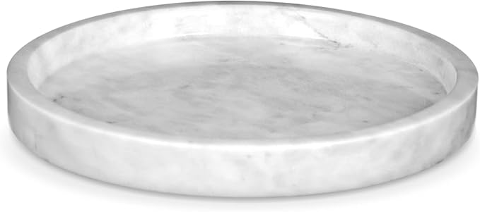 Carrara Marble Round Plate Ø 25 cm – Elegant Tray for Bathroom, Kitchen and Living Room – Handmade Italian Design Organizer | Kalu Creations