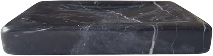 Black Marble Soap Dish 13x8 cm – Elegant and Modern – Handmade Natural Stone Accessory for Sophisticated Bathroom Decor | Kalu Creations