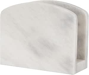 White Marble Napkin Holder – Elegant Tabletop Napkin Stand for Kitchen, Dining Room and Events – Handmade Natural Stone Accessory | Kalu Creations