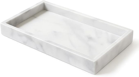 Rectangular Tray in Natural Marble 30x20 cm – Elegant Organizer for Bathroom, Kitchen or Coffee Table – Handmade in Italy – Kalu Creations

