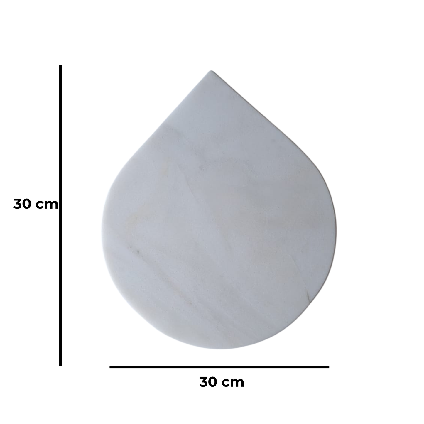 White marble drop-shaped plate with 30x30 cm size detail