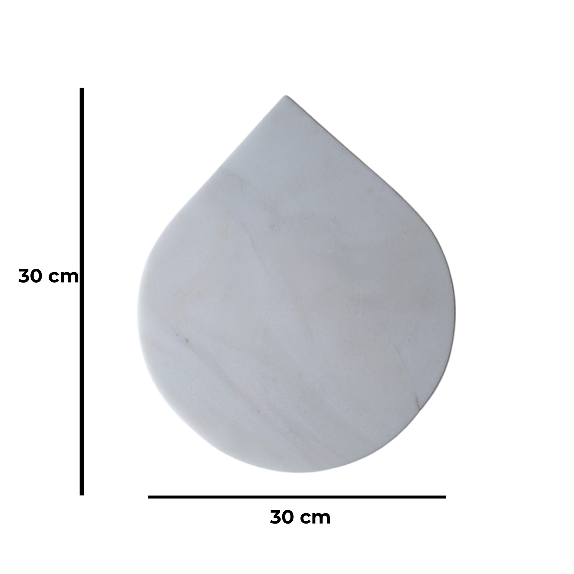White marble drop-shaped plate with 30x30 cm size detail