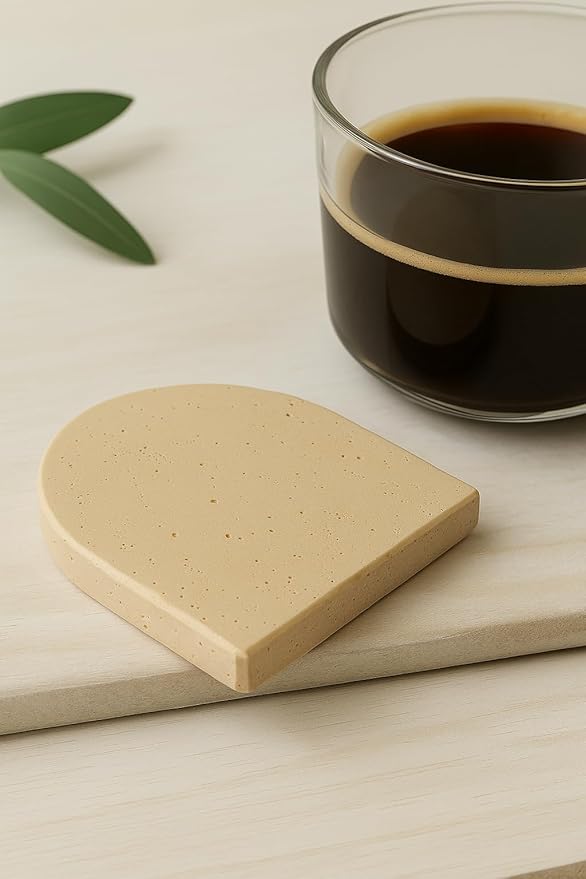 Set of 4 Natural Travertine Coasters – Modern Teardrop Shape – Stain and Scratch Resistant – Elegant Handmade Coasters for Table, Kitchen, Bar and Living Room – Made in Italy