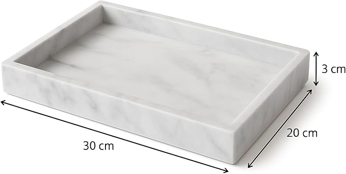 Rectangular Tray in Natural Marble 30x20 cm – Elegant Organizer for Bathroom, Kitchen or Coffee Table – Handmade in Italy – Kalu Creations

