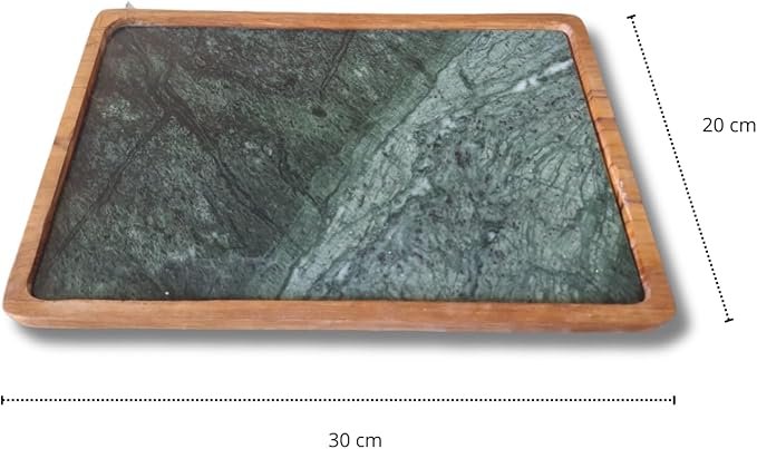 Elegant Serving Tray in Wood and Green Marble 30x20 cm | Ideal for Kitchen, Bathroom or Table Use – Handmade in Italy – Kalu Creations