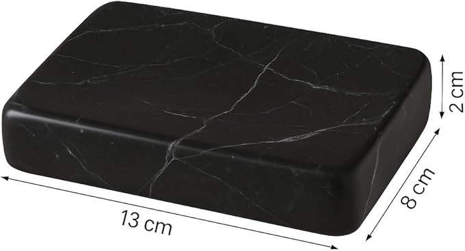 Black Marble Soap Dish 13x8 cm – Elegant and Modern – Handmade Natural Stone Accessory for Sophisticated Bathroom Decor | Kalu Creations