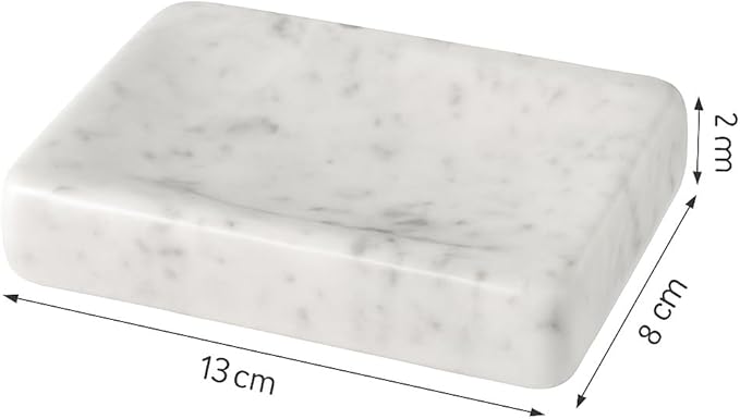White Marble Soap Dish 13x8 cm – Handmade in Italy – Elegant Natural Stone Soap Holder for Modern and Refined Bathrooms | Kalu Creations