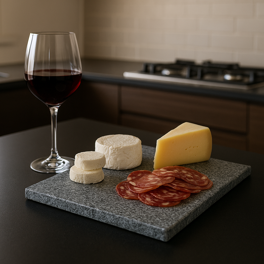 Tagliere in granito nero perfetto per formaggi e salumi