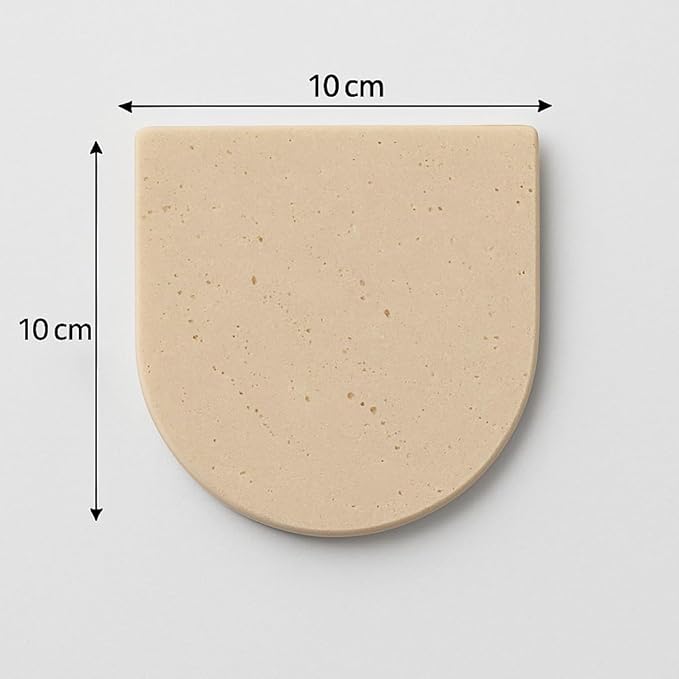 Set of 4 Natural Travertine Coasters – Modern Teardrop Shape – Stain and Scratch Resistant – Elegant Handmade Coasters for Table, Kitchen, Bar and Living Room – Made in Italy