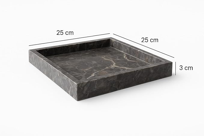 Rectangular Tray in Black Marble 25 cm – Elegant Organizer for Bathroom, Kitchen or Dining Table – Handmade in Italy – Kalu Creations

