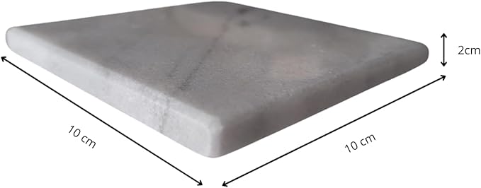 Set of 4 Square Carrara Marble Coasters 10x10 cm – Elegant and Natural – Stain and Scratch Resistant – Handmade in Italy | Kalu Creations