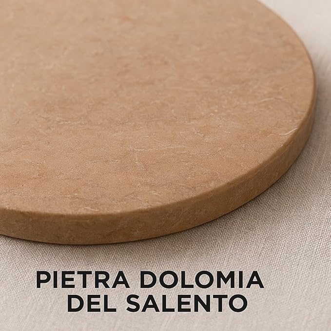 Round Stone Cutting Board with Handle 31.5x24 cm – Dolomia Natural Stone – Handmade in Italy – Elegant and Durable – Ideal for Cheese, Appetizers or Sushi – KALU Creations