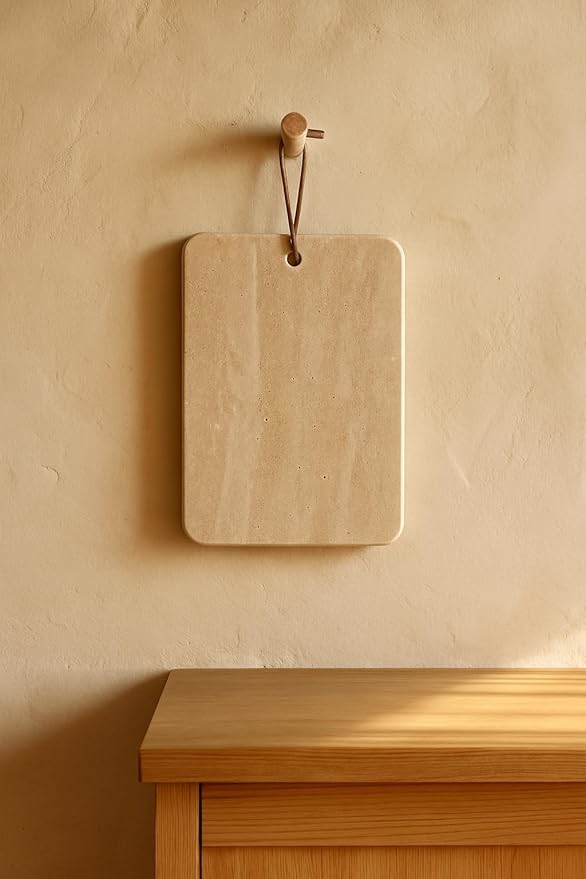 Travertine Cutting Board 30x20 cm – Natural Stone – Handmade in Italy – Rustic and Elegant – Ideal for Cheese, Appetizers or Sushi – KALU Creations