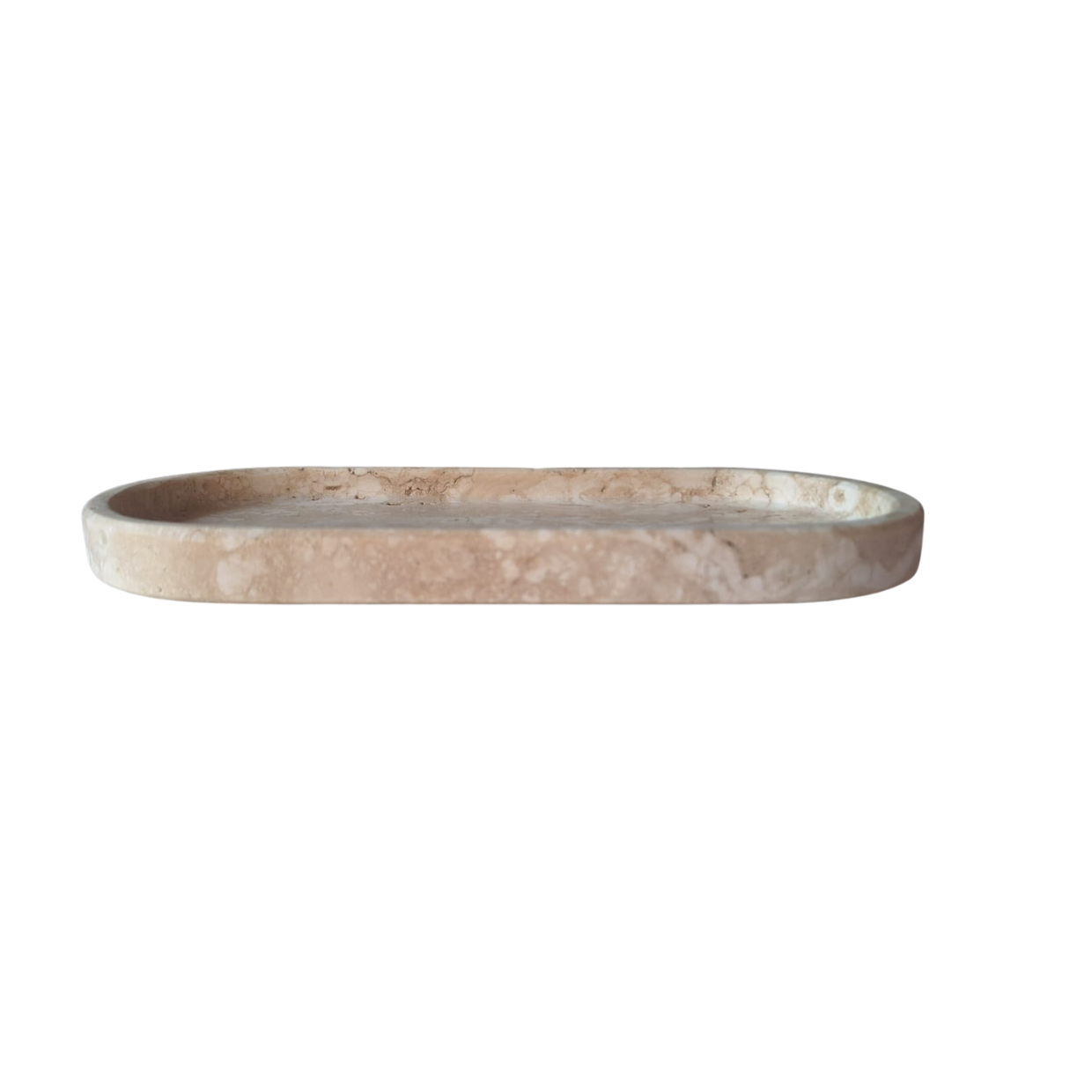 Accessorio decorativo in travertino con design ovale minimalista