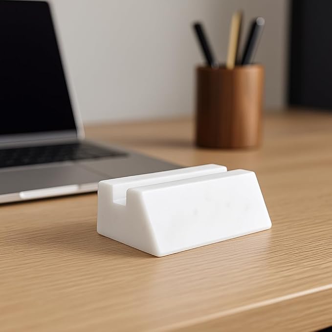 White Marble Stand for Tablet and Smartphone – Elegant and Stable Desk Holder – Handmade in Italy | Kalu Creations