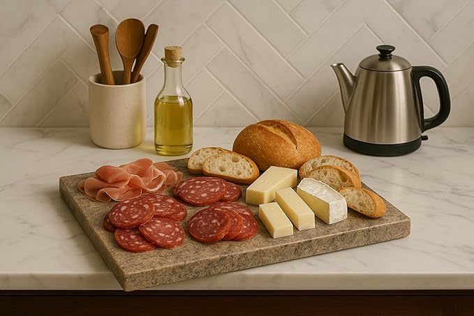 Granite Cutting Board 40x30 cm – Multicolor Natural Stone – Handmade in Italy – Durable and Elegant – Ideal for Cheese, Appetizers or Sushi – KALU Creations