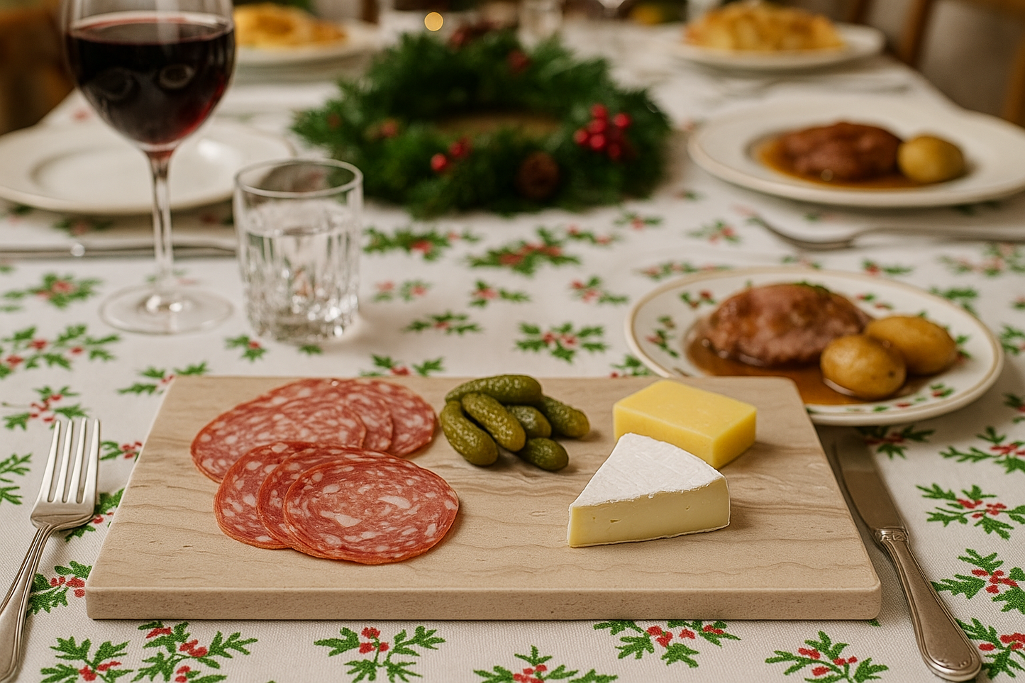 Marble cutting board used for cheese, cured meats and appetizers