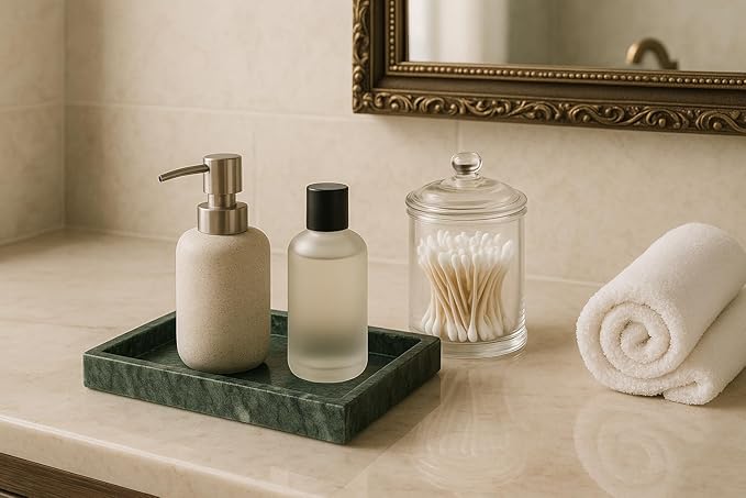 Elegant Tray in Green Natural Stone 30x20 cm – Organizer for Bathroom, Kitchen or Home Décor – Handmade in Italy – Kalu Creations

