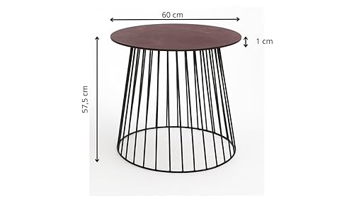 Kalu Creations Modern Table with Bordeaux Slate Top Ø 60 cm – Iron Frame – Height 57.5 cm – Italian Elegance for Living Rooms and Terraces