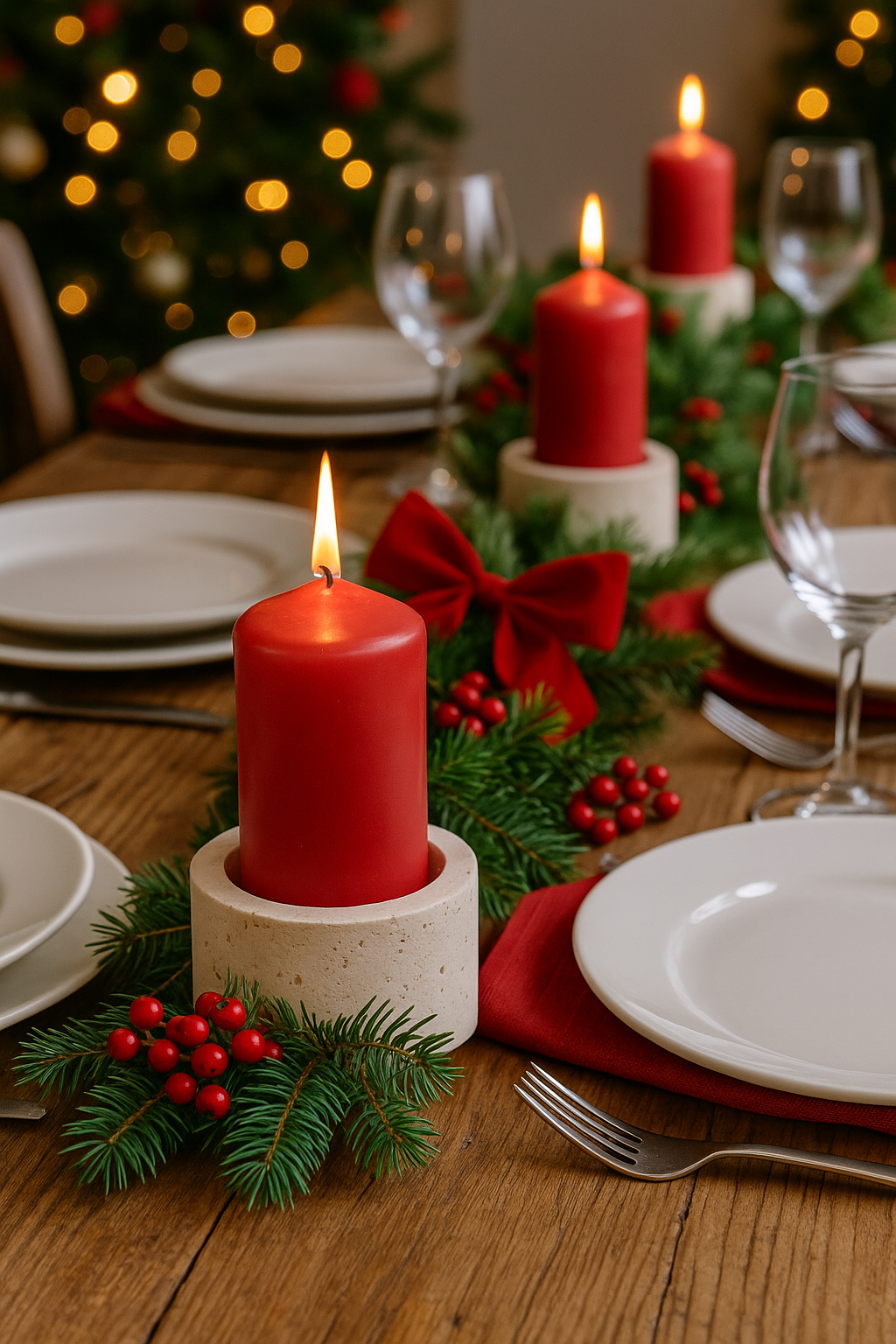 Candeliere in travertino Made in Italy per tealight – design naturale unico