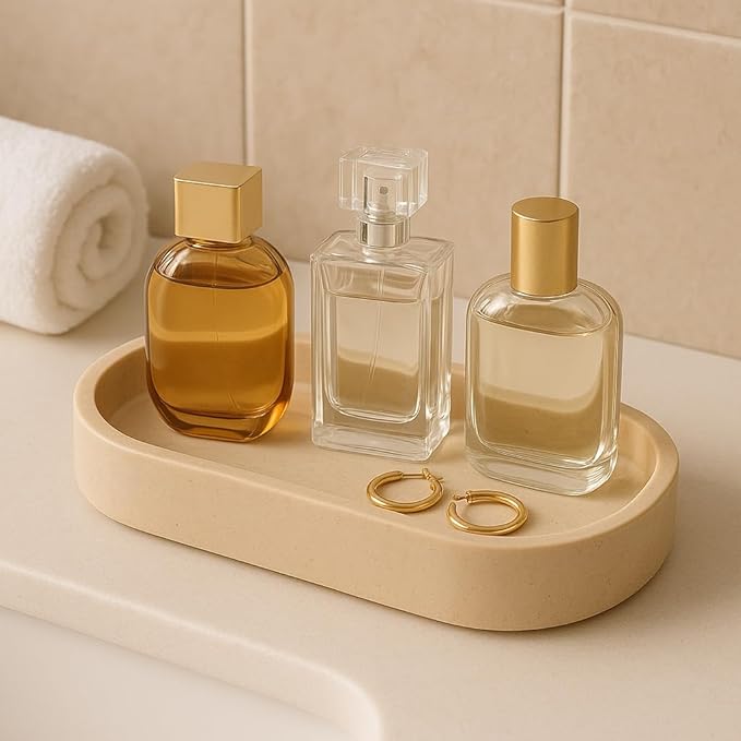 Natural Travertine Tray – Elegant Rectangular Dish for Soap, Perfume or Jewelry | Handmade in Italy – Kalu Creations