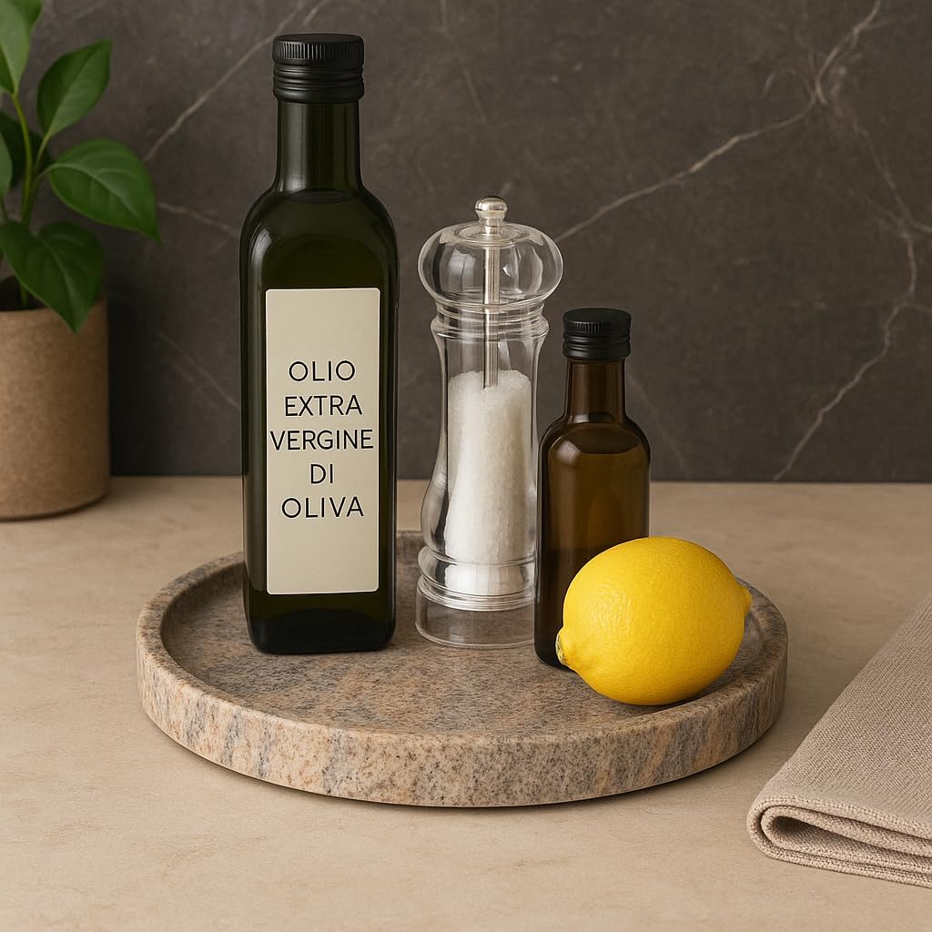 Natural Granite Plate Ø 25 cm – Decorative Round Tray for Bathroom, Kitchen or Living Room | Kalu Creations