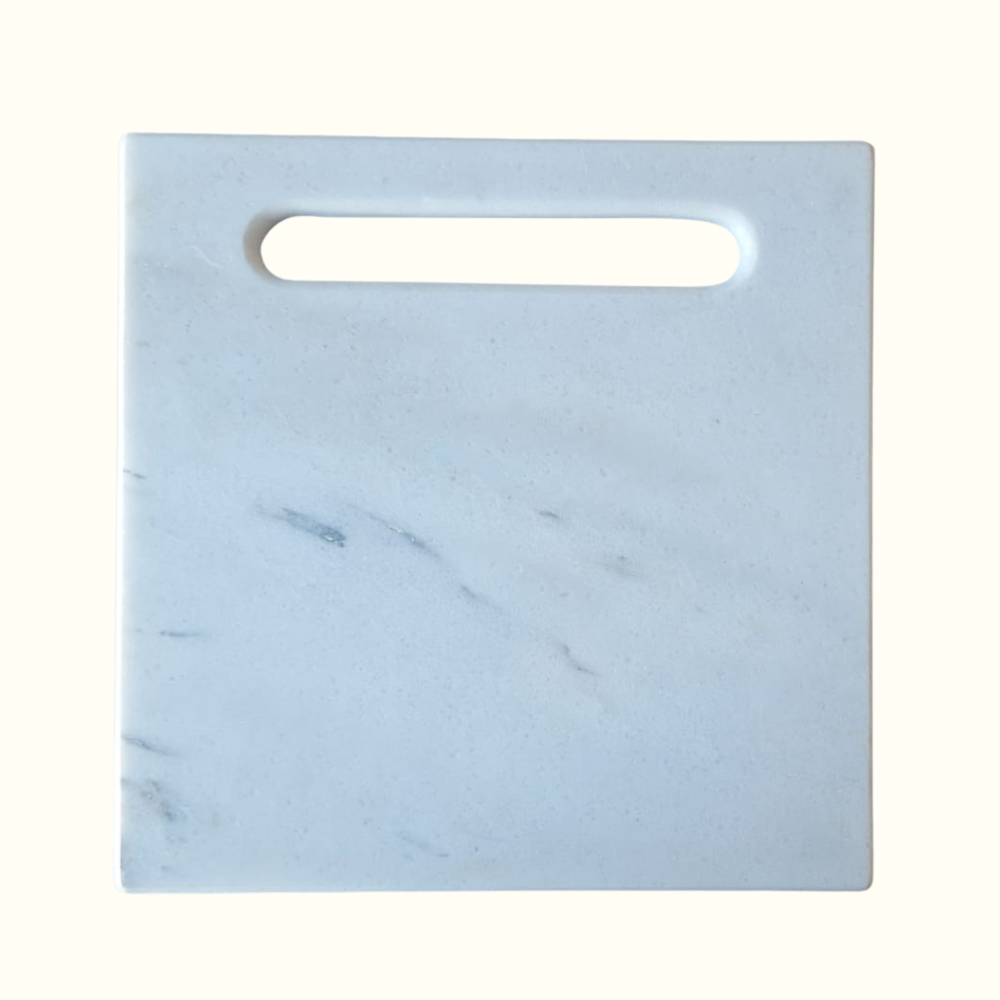 White marble cutting board with handle, handcrafted in Italy