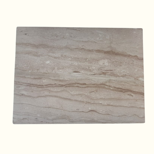 Rectangular Dolomia Salentina marble cutting board with natural linear veins