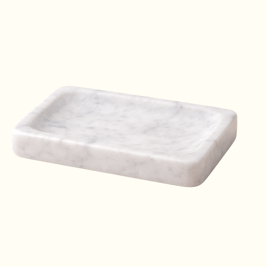 Seifenschale aus weißem Marmor, 13 x 8 cm – Handgefertigt in Italien – Elegante Seifenablage aus Naturstein für ein modernes und stilvolles Badezimmer – Kunsthandwerkliches Accessoire von Kalu Creations