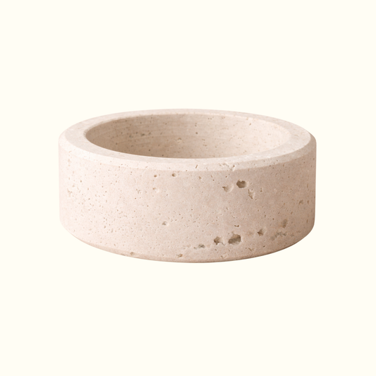 Travertin-Kerzenhalter Ø 9 x 3 cm – Elegantes Deko-Accessoire, handgefertigt in Italien – Kalu Creations