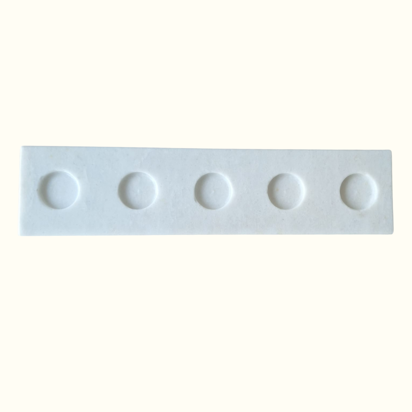 White Marble Candle Holder 39.5x9.5 cm – 5 Slots for Candles or Tealights – Elegant Handmade Design – Made in Italy – Kalu Creations