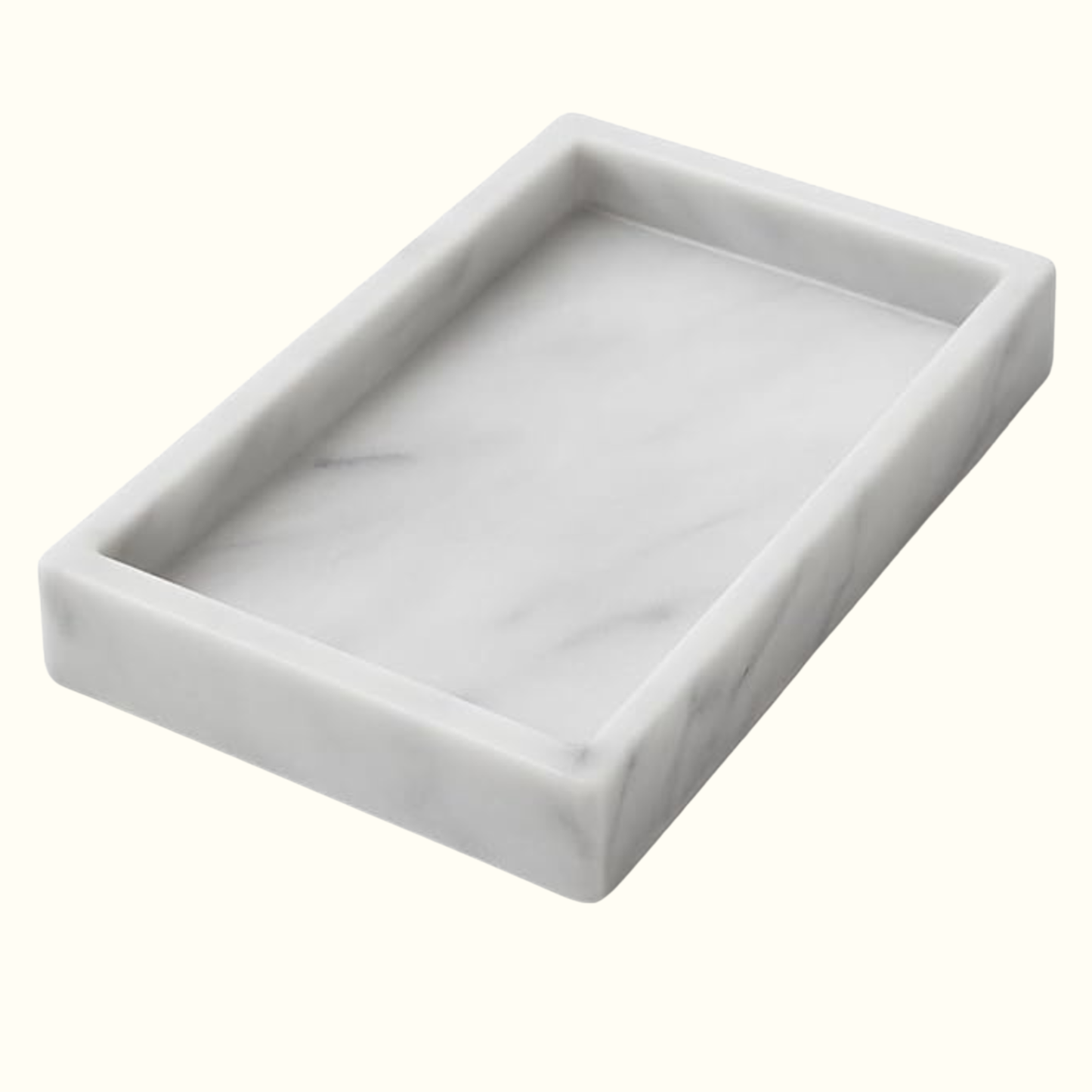Bandeja de Mármol Blanco 25x15 cm – Organizador Decorativo para Baño, Cocina o Salón – Hecho a Mano en Italia por Kalu Creations
